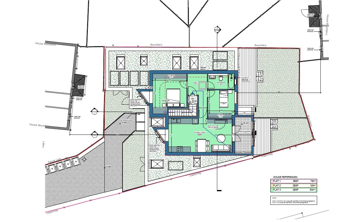 Harrow Road — approved first floor plan showing upper level of Flat 3