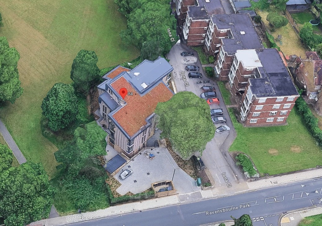 Ravensbourne Park — aerial photograph showing completed building and surrounding context